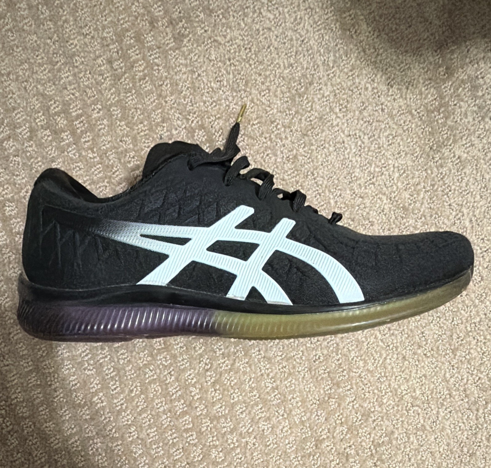 ASICS Womens Black/White Lace-Up Low Top Athletic Sneakers Rubber Sole 1022A051