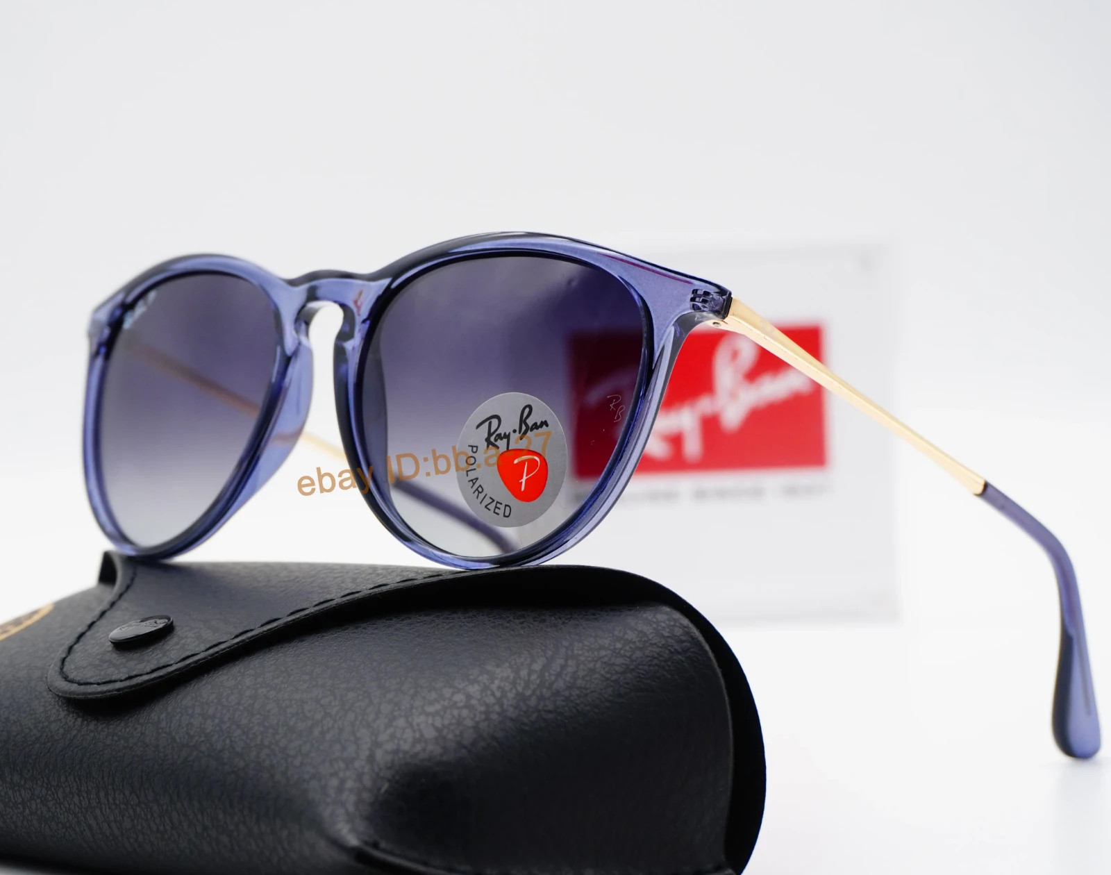 Ray-Ban Erika RB4171 Polarized Classic women Sunglasses Blue Frame Grey Lens