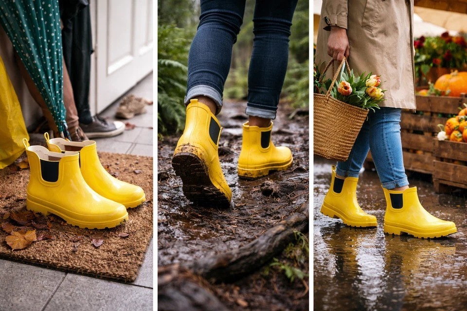 StarBay Women’s Ankle High Rain Boots – Yellow