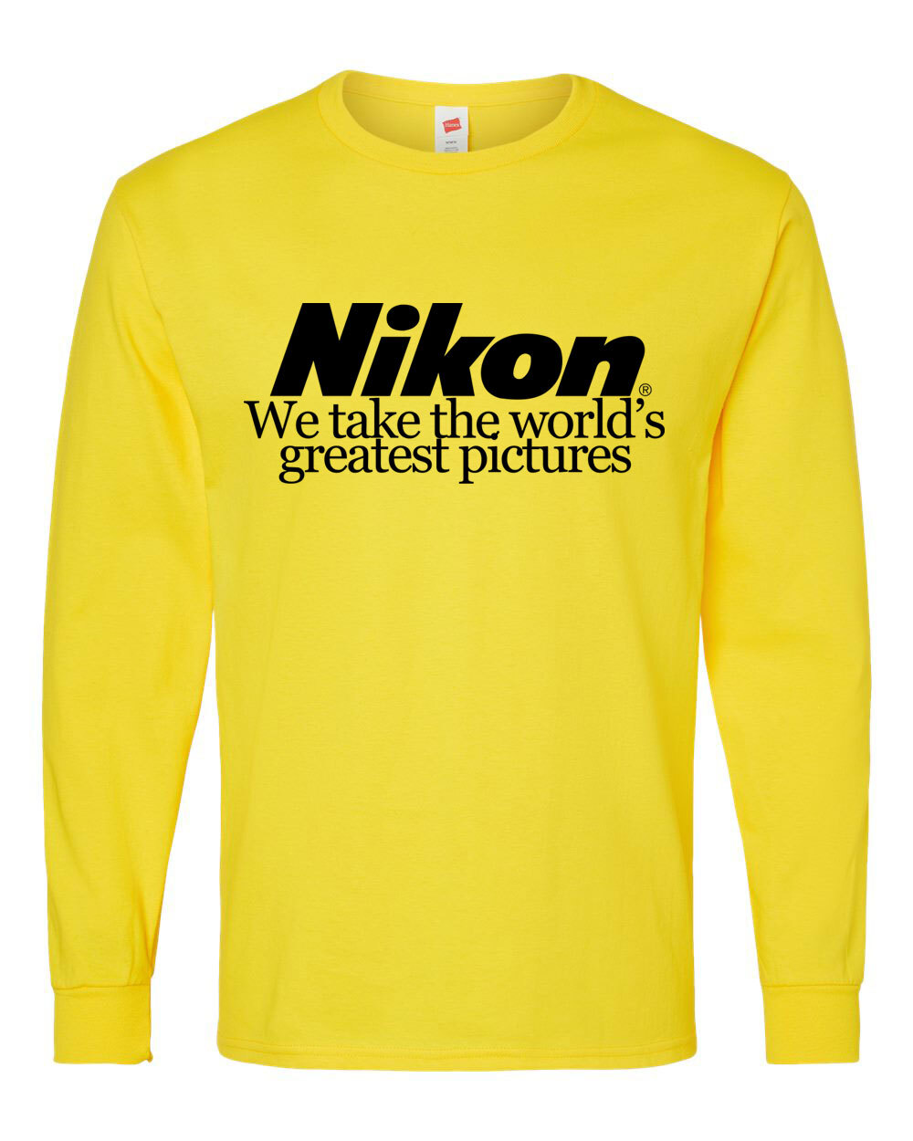 Nikon Camera Logo Long Sleeve T Shirt We Take The Worlds Greatest Pictures