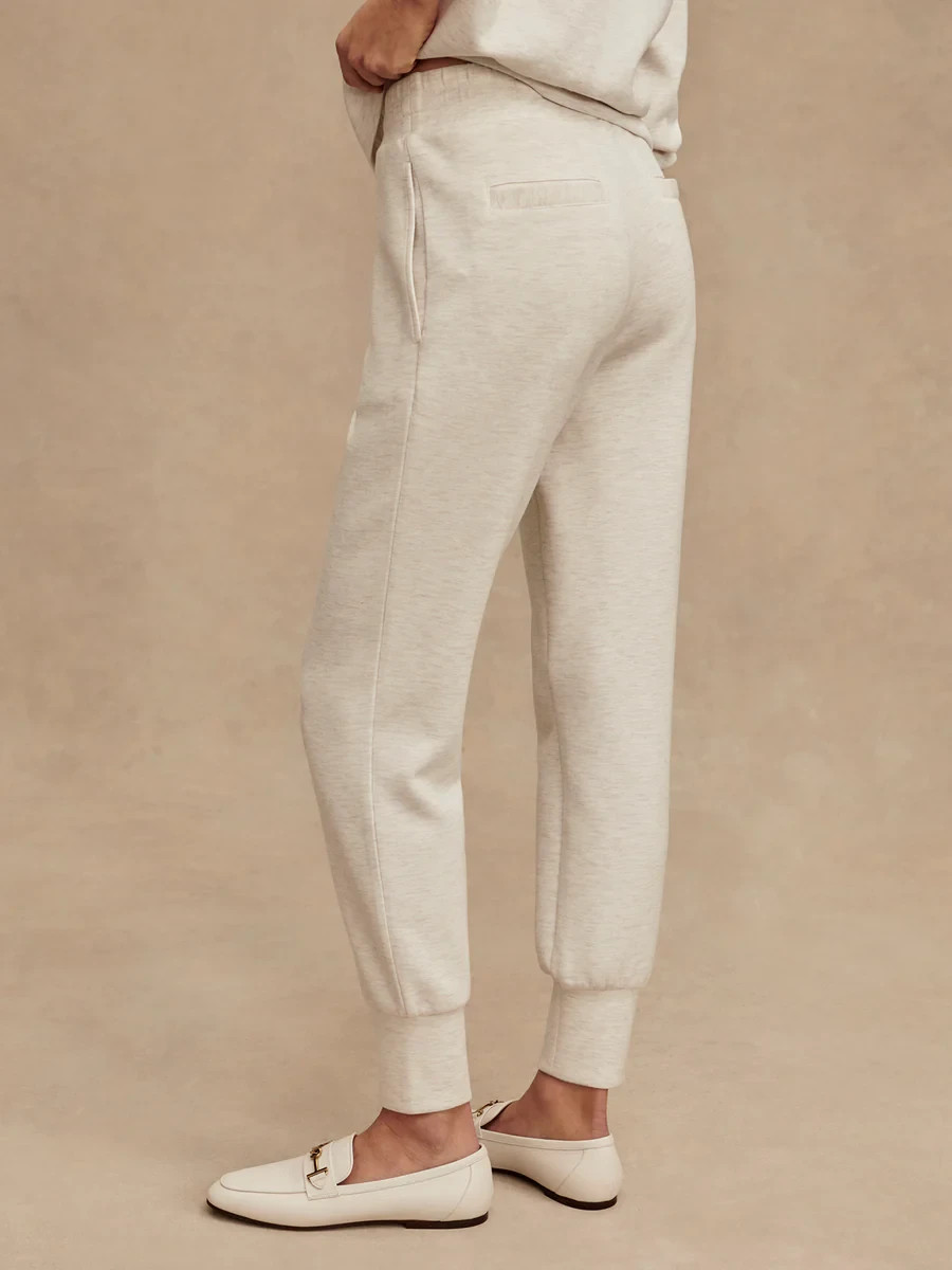 NWT Varley DoubleSoft Lounge Set Ivory Marl Shea Crop Tank S Slim Cuff Pant XS