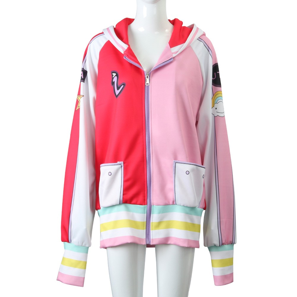 UTA Pink Hoodie Cosplay Costume Zip Up Jacket Coat Outfits Daily Wear