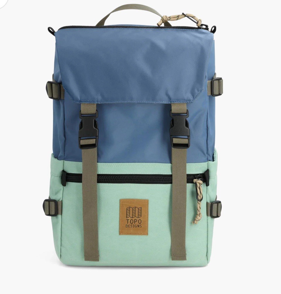 NWT Topo Designs Rover Pack Classic Backpack Stone Blue / Ash Green 20L
