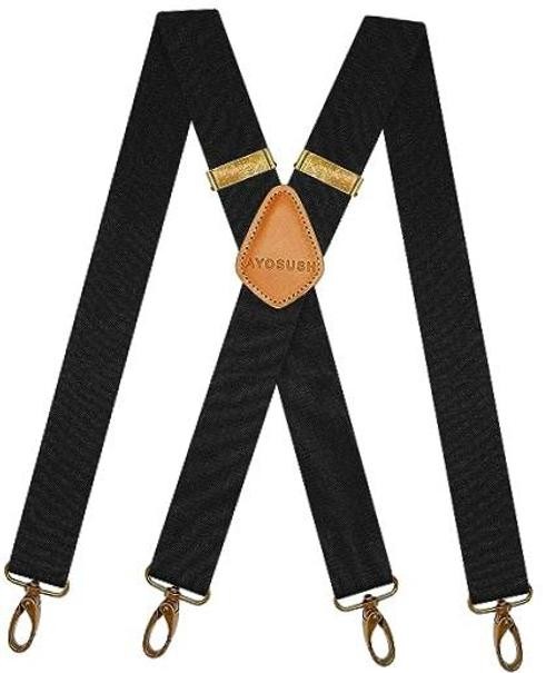 Vintage Suspenders for Men Heavy Duty 4 Snap Hooks for Belt One Size Black 2