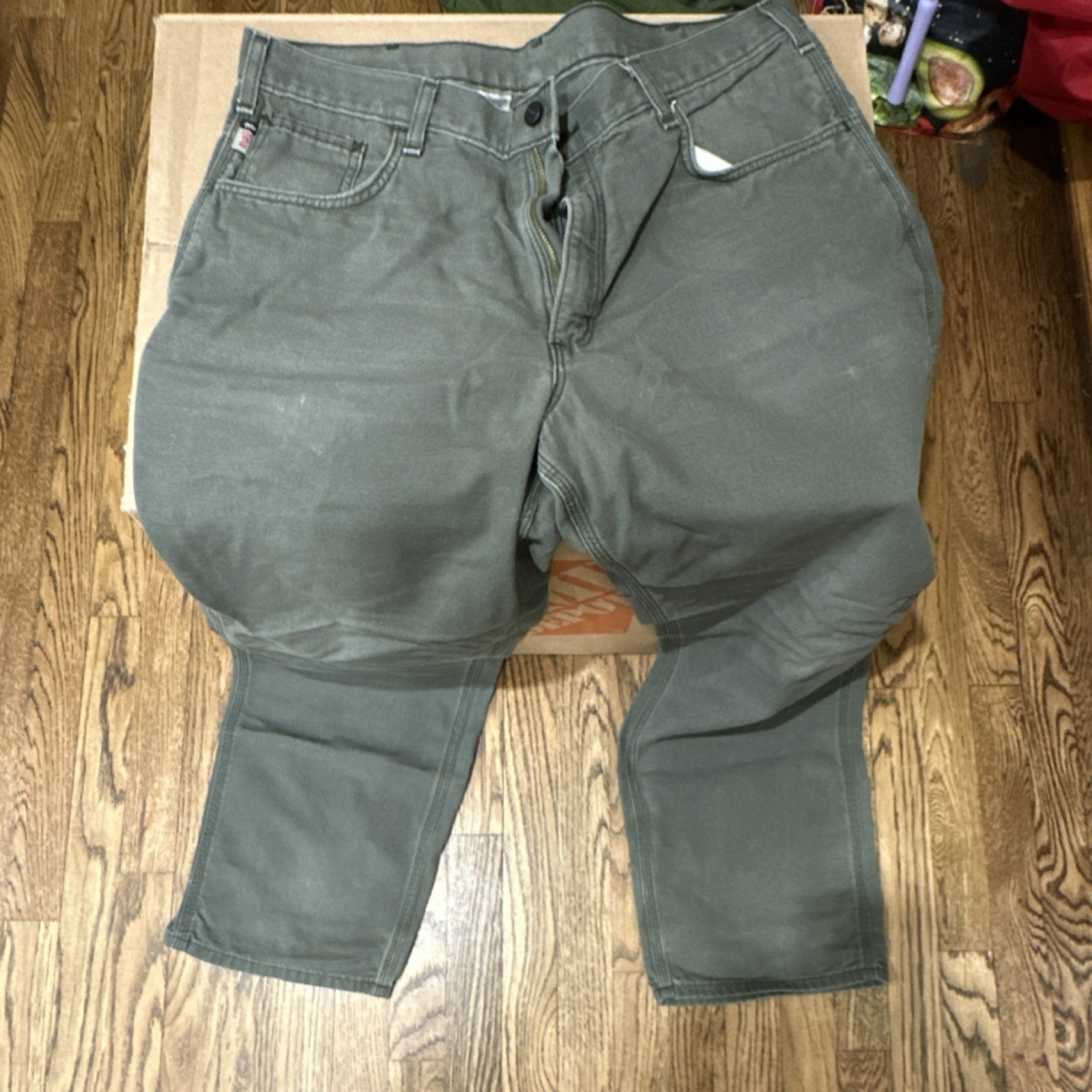Carhartt Flame Resistant Original Fit Work Pants Green Men’s 36×32 FRB159-MOS