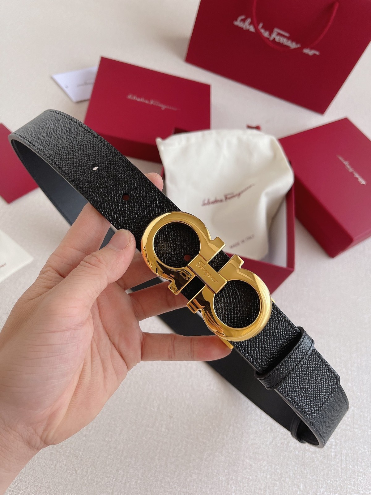 SALE Authentic FERRAGAMO Belt MEN width 3.5cm/1.38inch