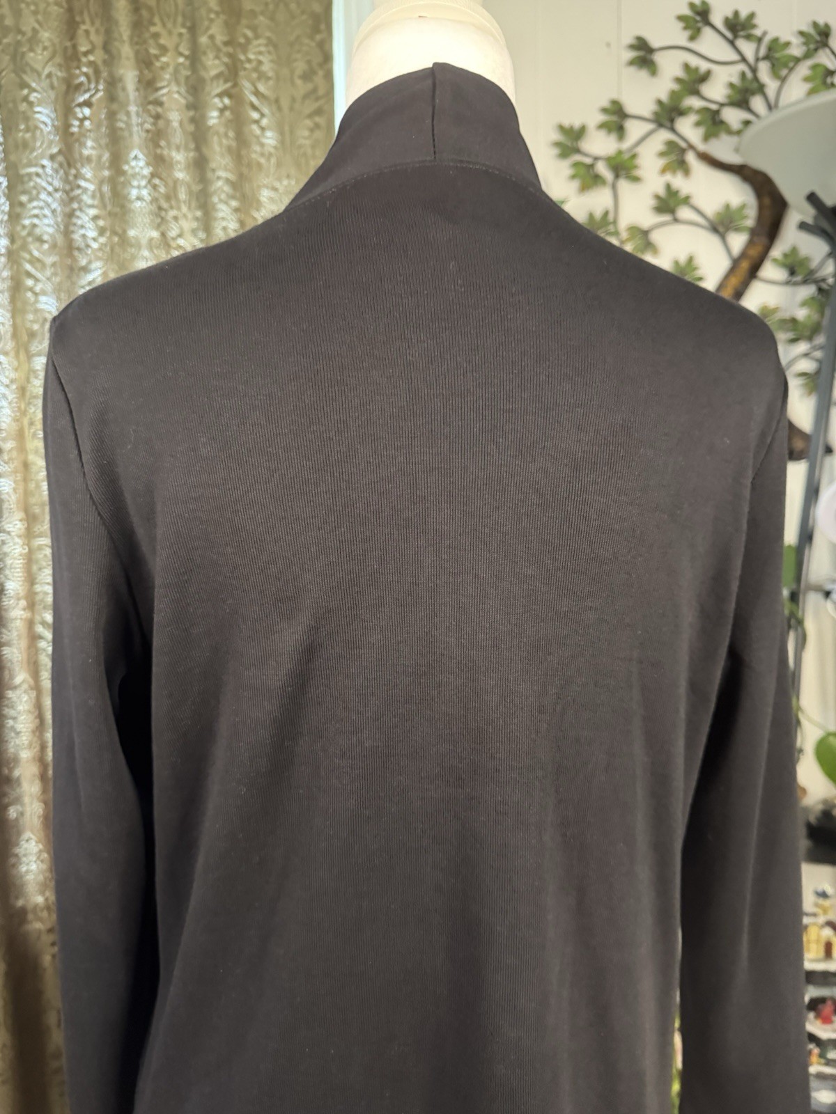 Rafaella Studio Black Knit Shift Dress V-Neck Long Sleeve Knee Length Size S