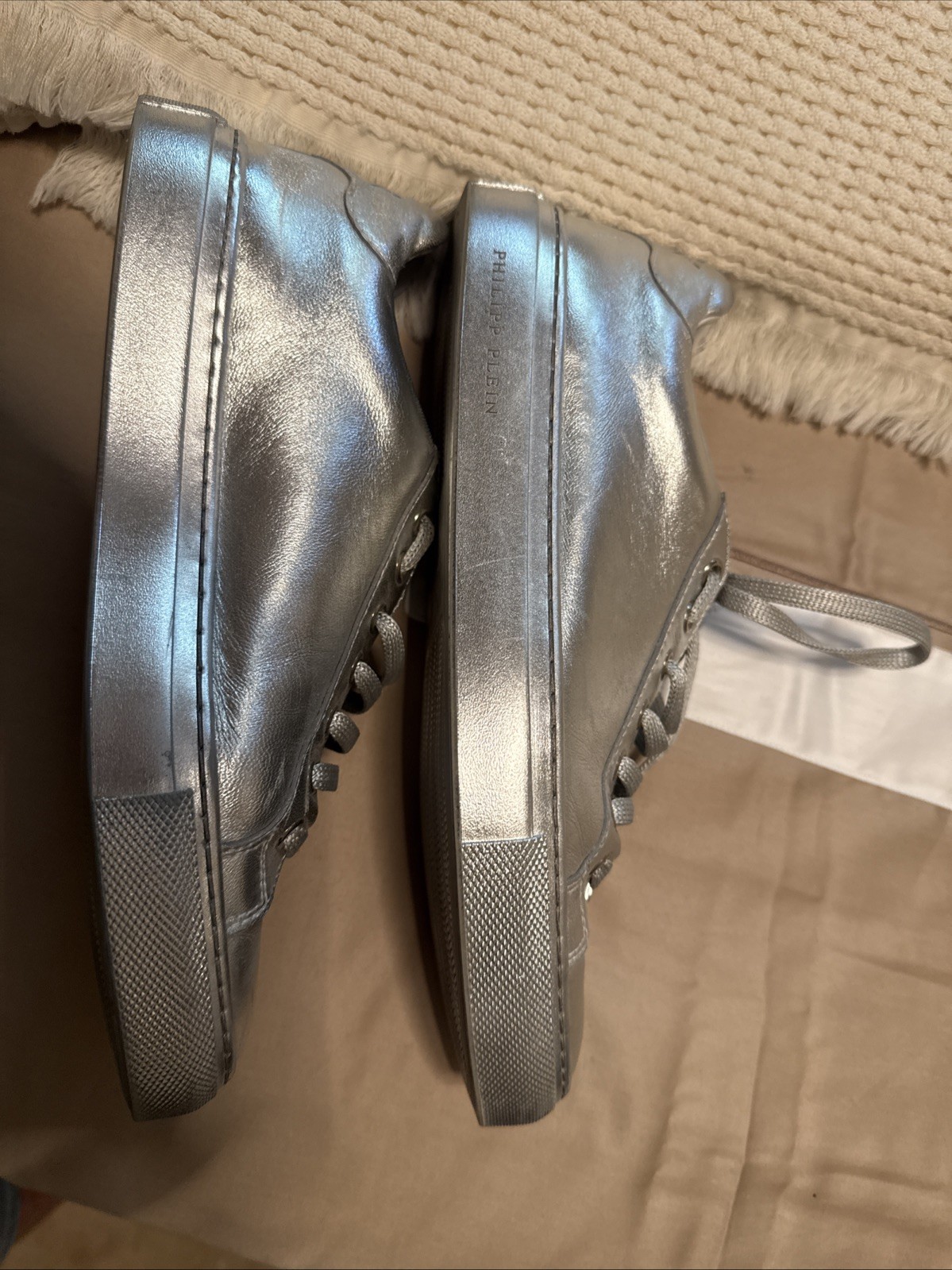 Philipp Plain Silver Sneakers Size 37