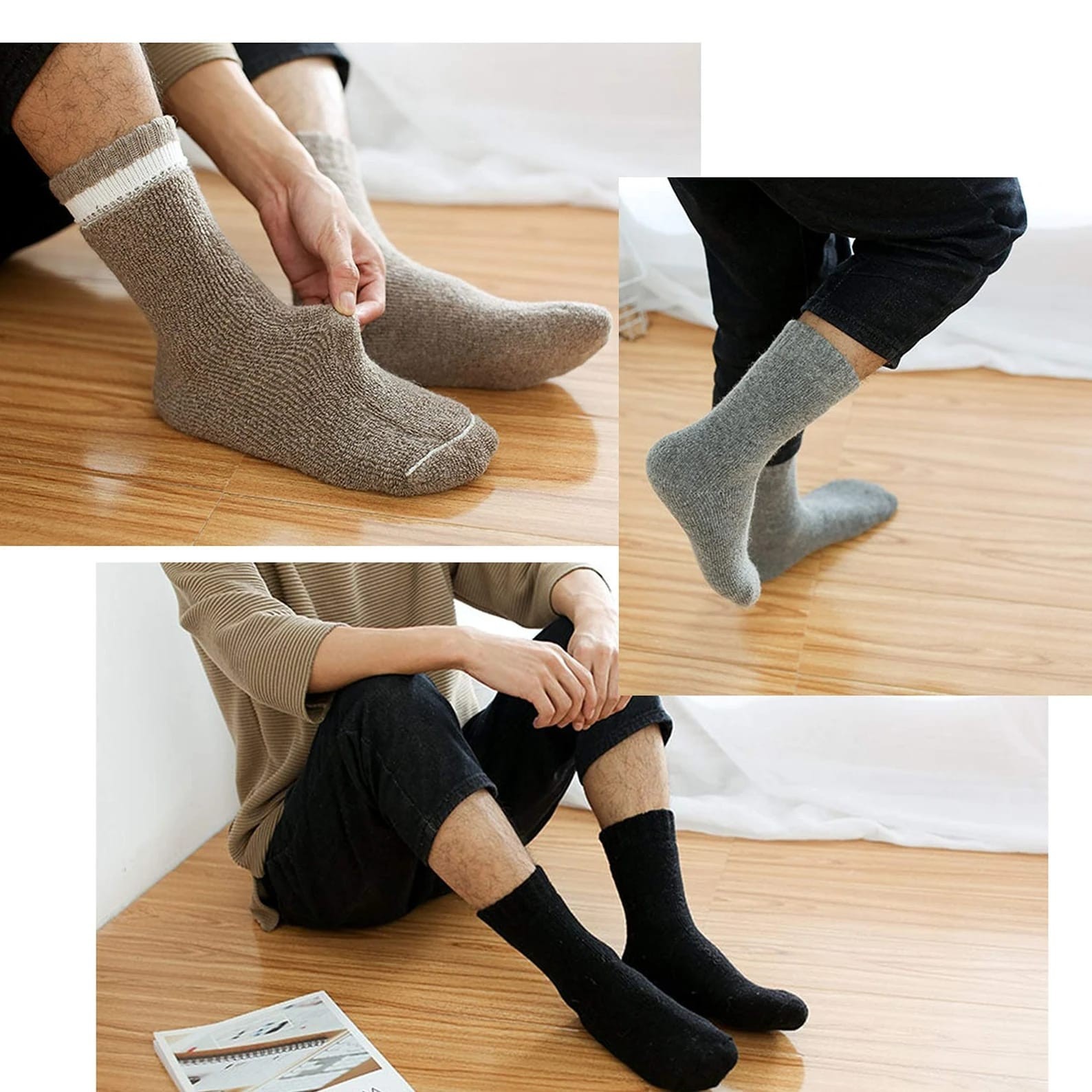 6 Pairs Men Womens Merino Lambs Wool Thermal Socks Heavy Duty Winter Warm Socks