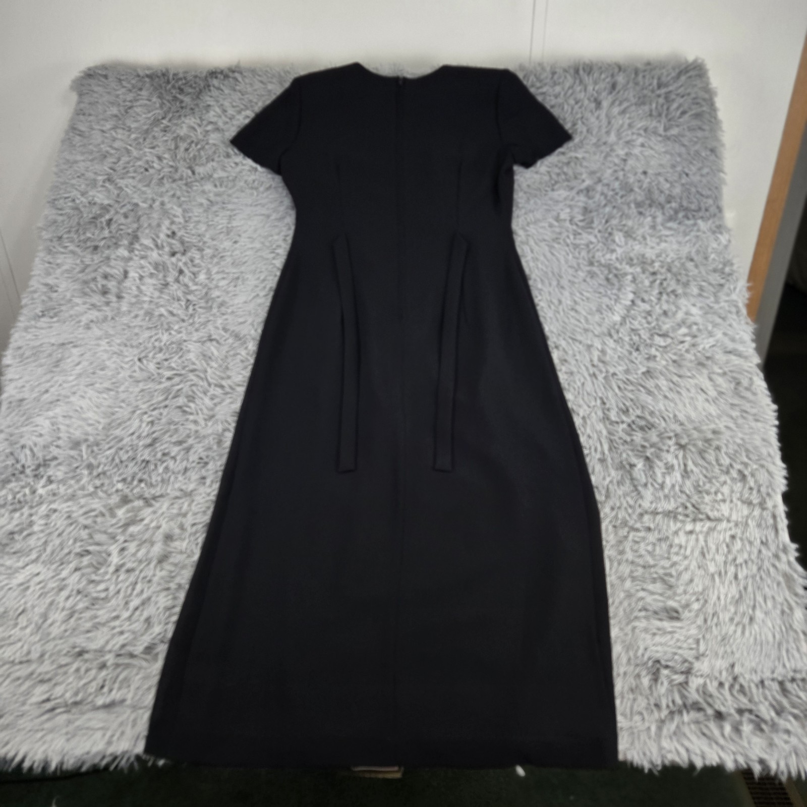 Jessica Howard Womens 8P Black Butterly Bead Cap Sleeve Pleated Maxi Dress