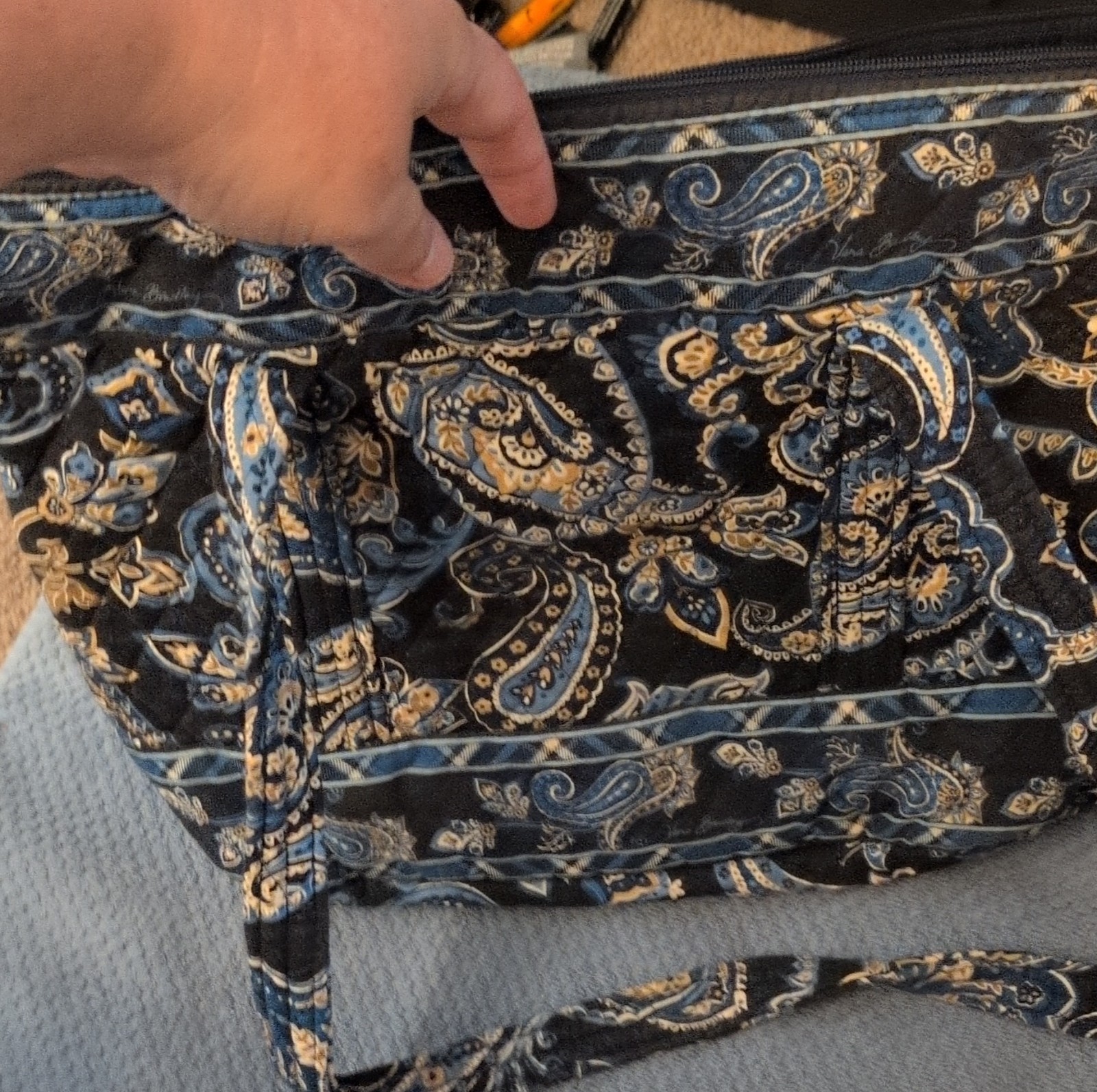Vera Bradley Black Blue Beige Paisley Quilted Shoulder Bag for Women