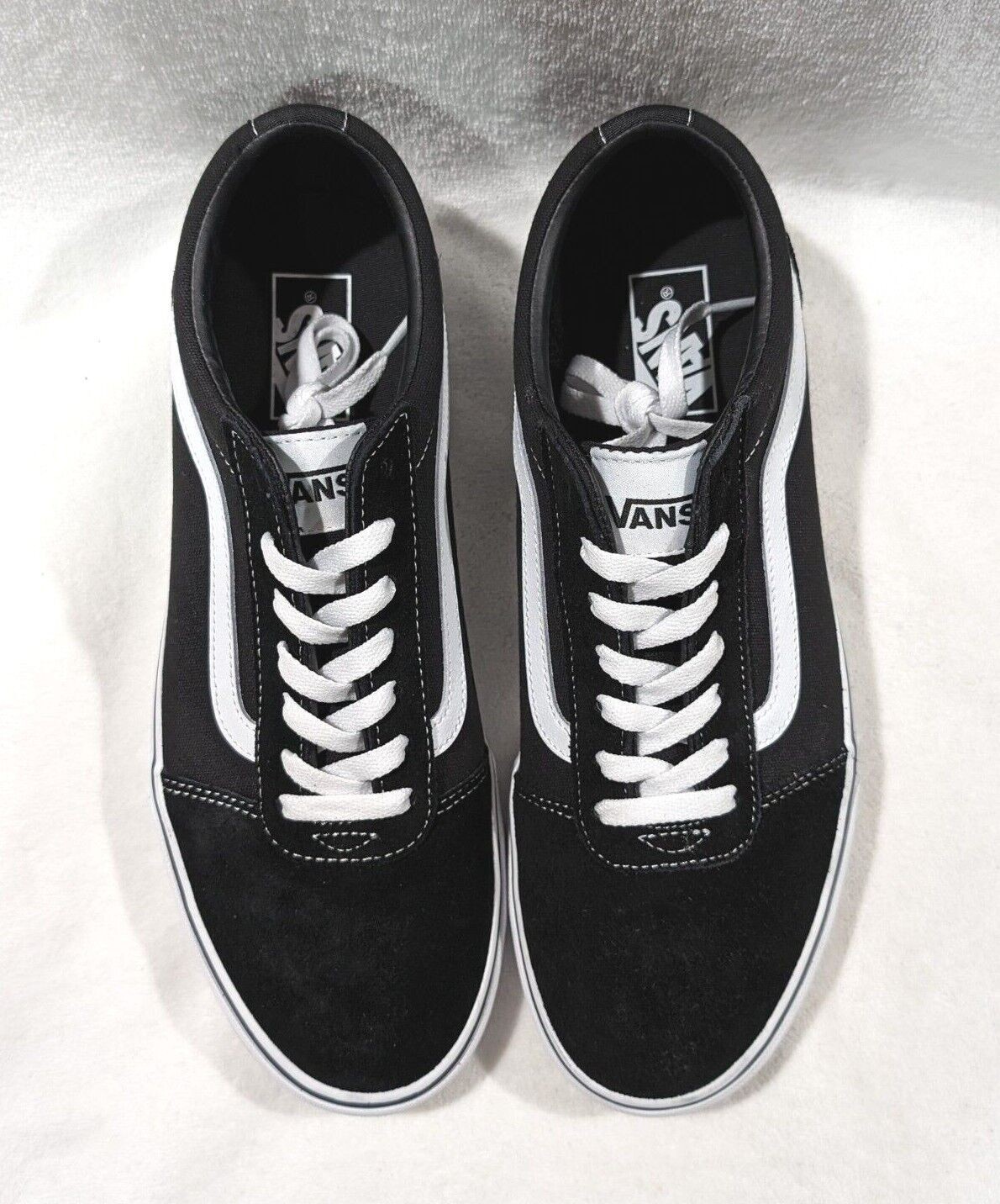 Vans Men’s Ward Black/White Suede/Canvas Mix Skate Shoes – Size 9/10 NWB