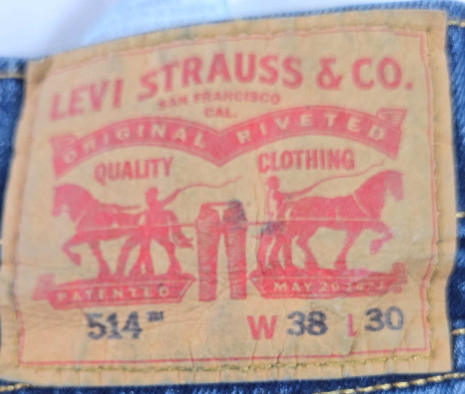 Levis Mens 38×30 514 Jeans Straight Leg Medium Wash Stretch