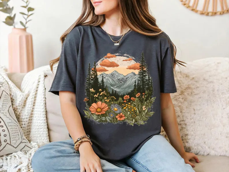 Mountain Wildflower Comfort Tee Nature Outdoor Camp
