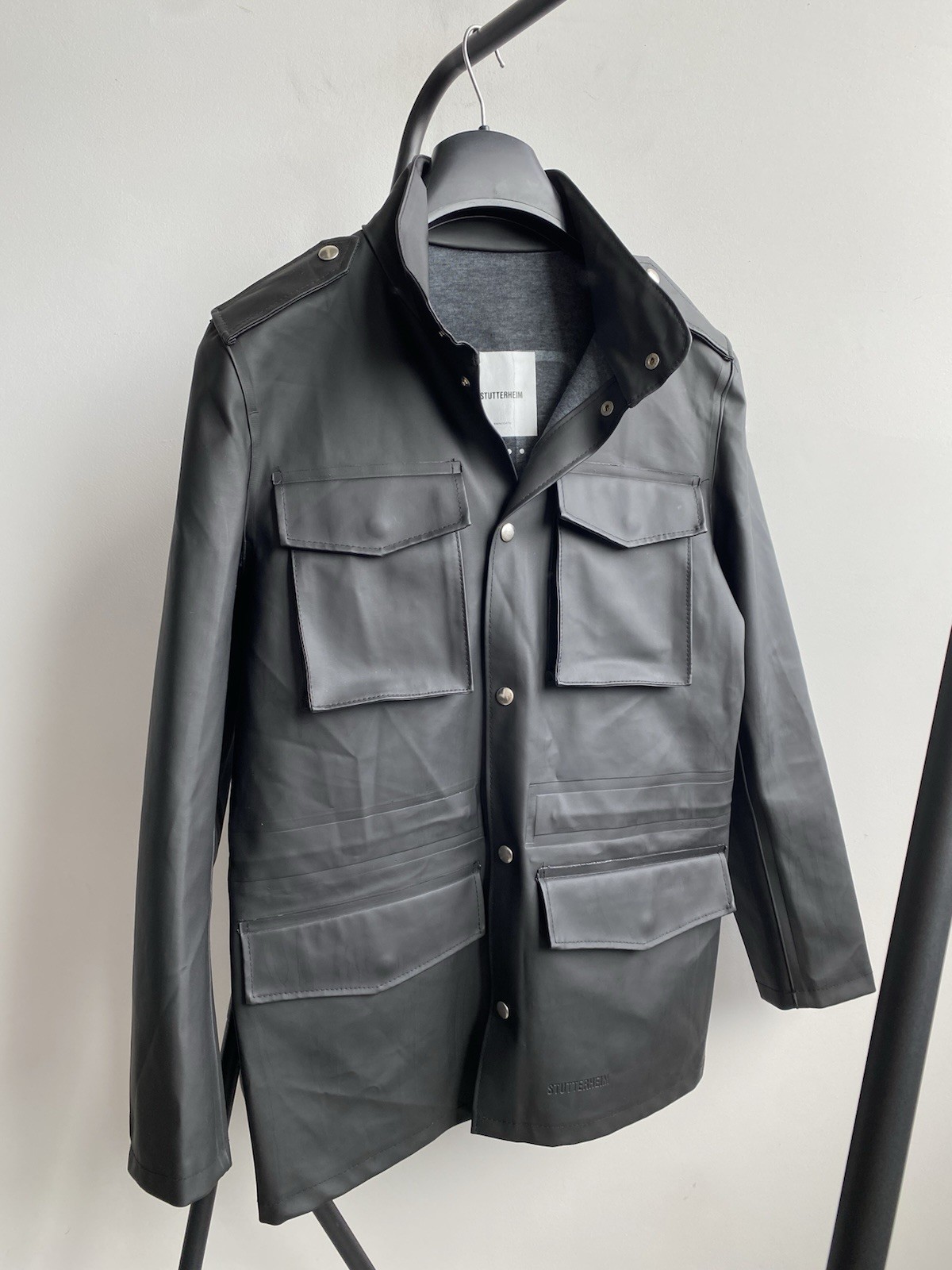 STUTTERHEIM Stockholm Men’s M-65 Rain Coat Black Jacket Size M