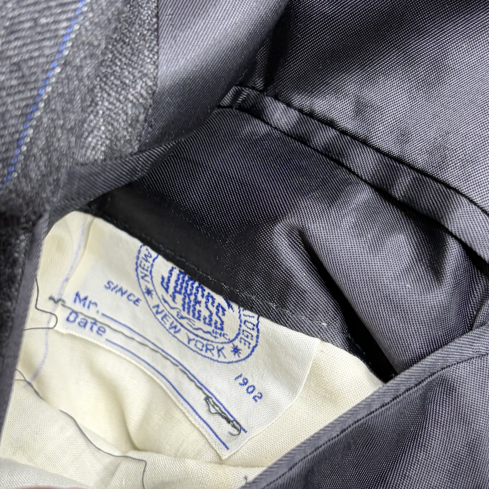 J. Press VTG Herringbone Double Pinstripe Wool 2/3 Roll Blazer Mens 40L Gray USA