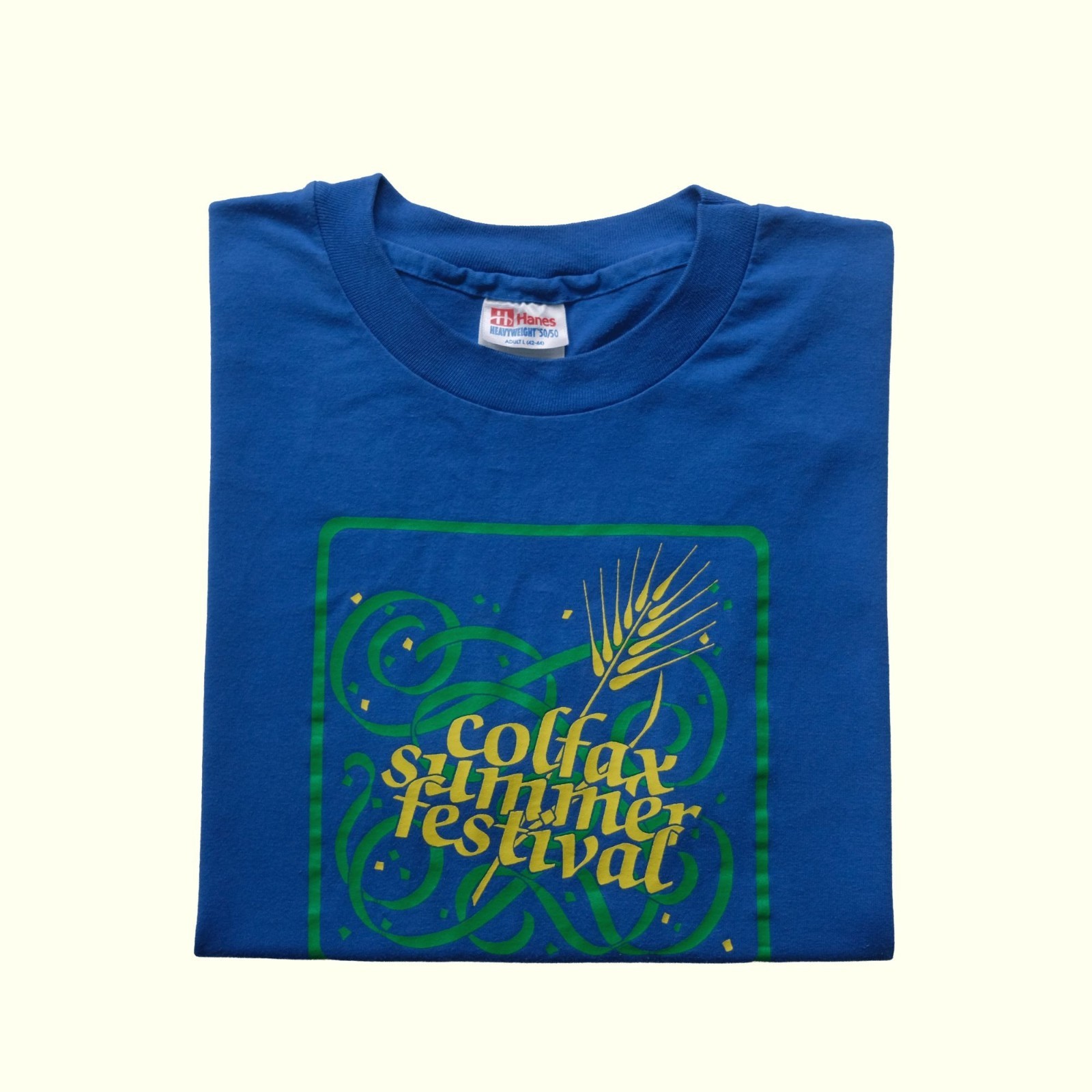 HANES VTG USA MADE 90s CALIFORNIA WATERMELON FUN RUN GRAPHIC BLUE T SHIRT 1995 L