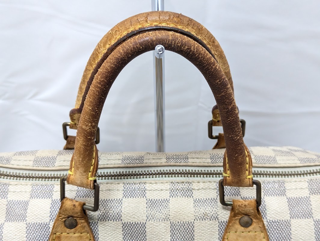 LOUIS VUITTON Damier Azur Speedy 30 White Hand Bag N41533 SP2048 Authentic LV