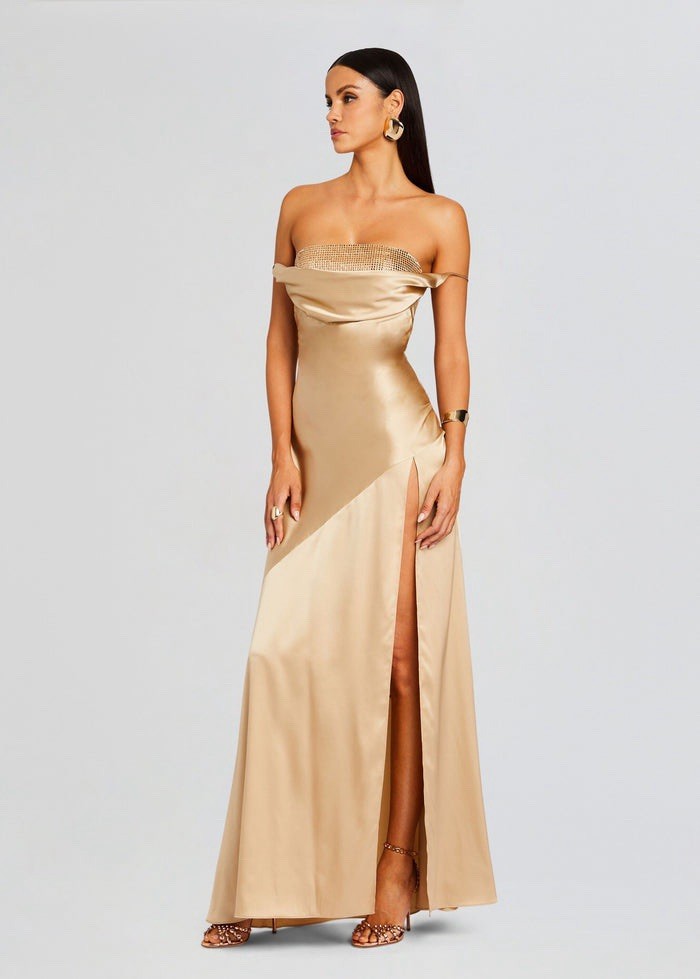 NWT $798 Retrofete Emery Crystal Sequin Embellished silk maxi dress size Large