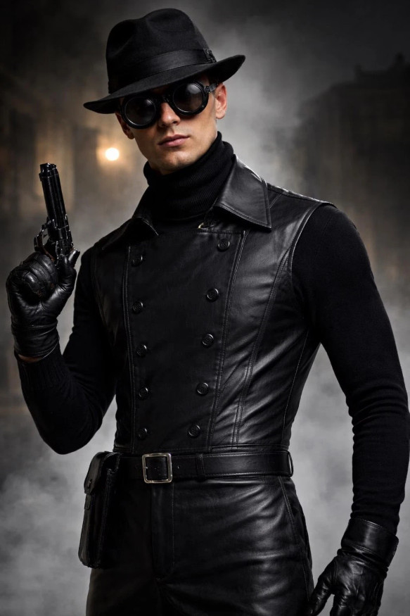 Spiderman Inspired Noir Leather Vest – Double Breasted Black Leather Vest