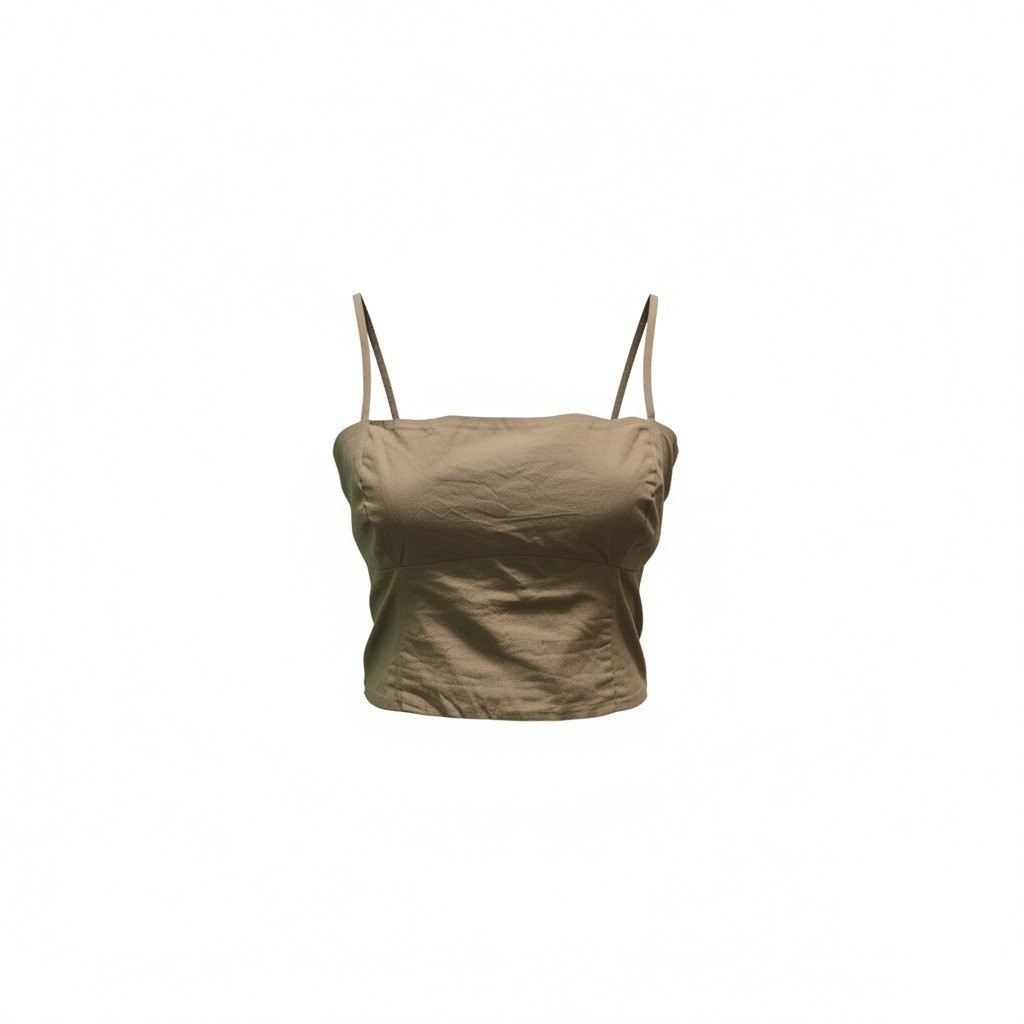 Crop Top Zara Size Medium Womens Khaki Brown Excellent Zip Back Camisole