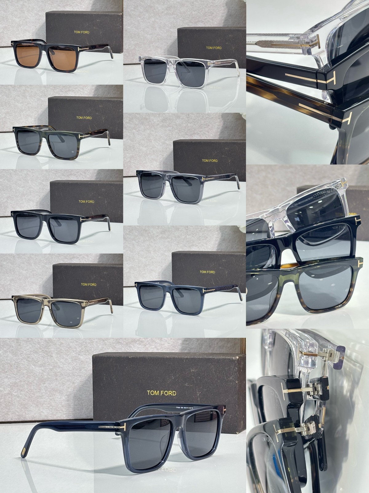 TOM FORD FT906 Clear gray Frame Clear Lenses sunglasses Authentic w/ Case