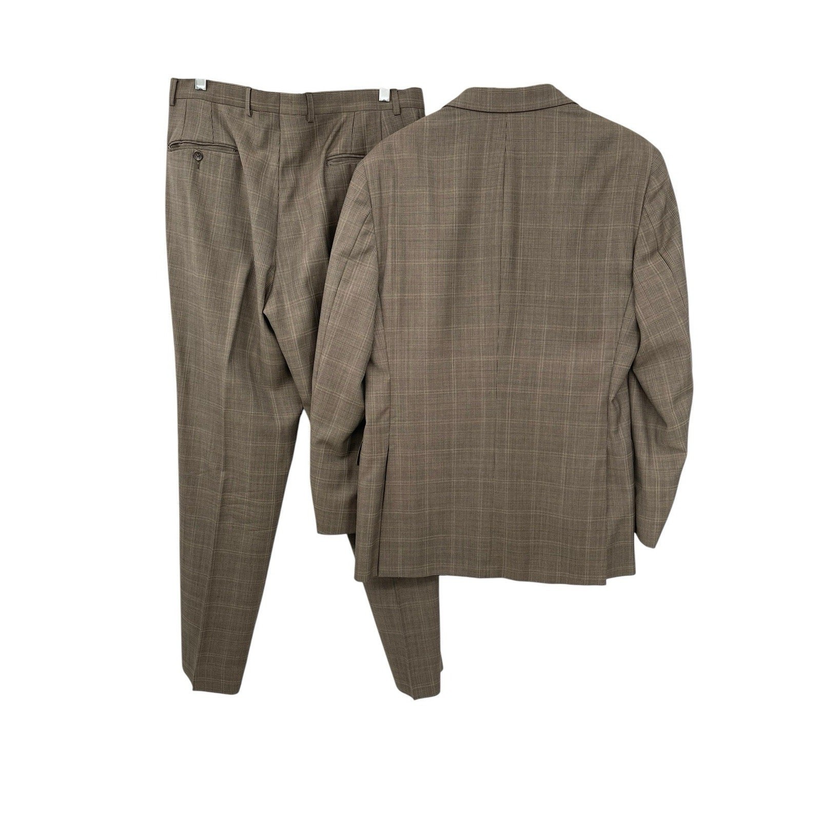 Vintage Hickey Freeman Suit Glen Plaid Worsted Wool Size 40R