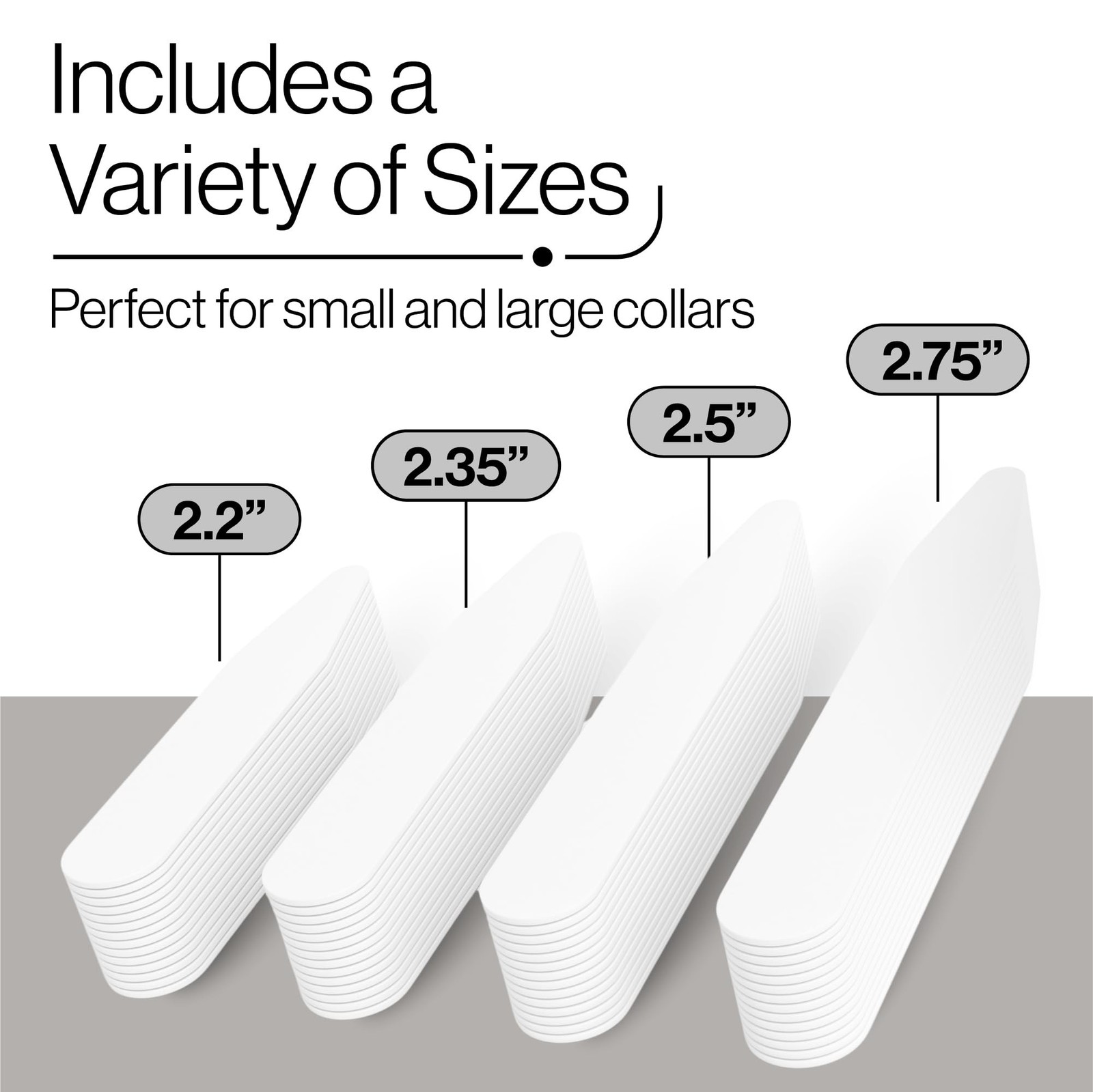 Collar Stays – 56-Piece Set in 4 Sizes with Precision Case – Gift for Shar