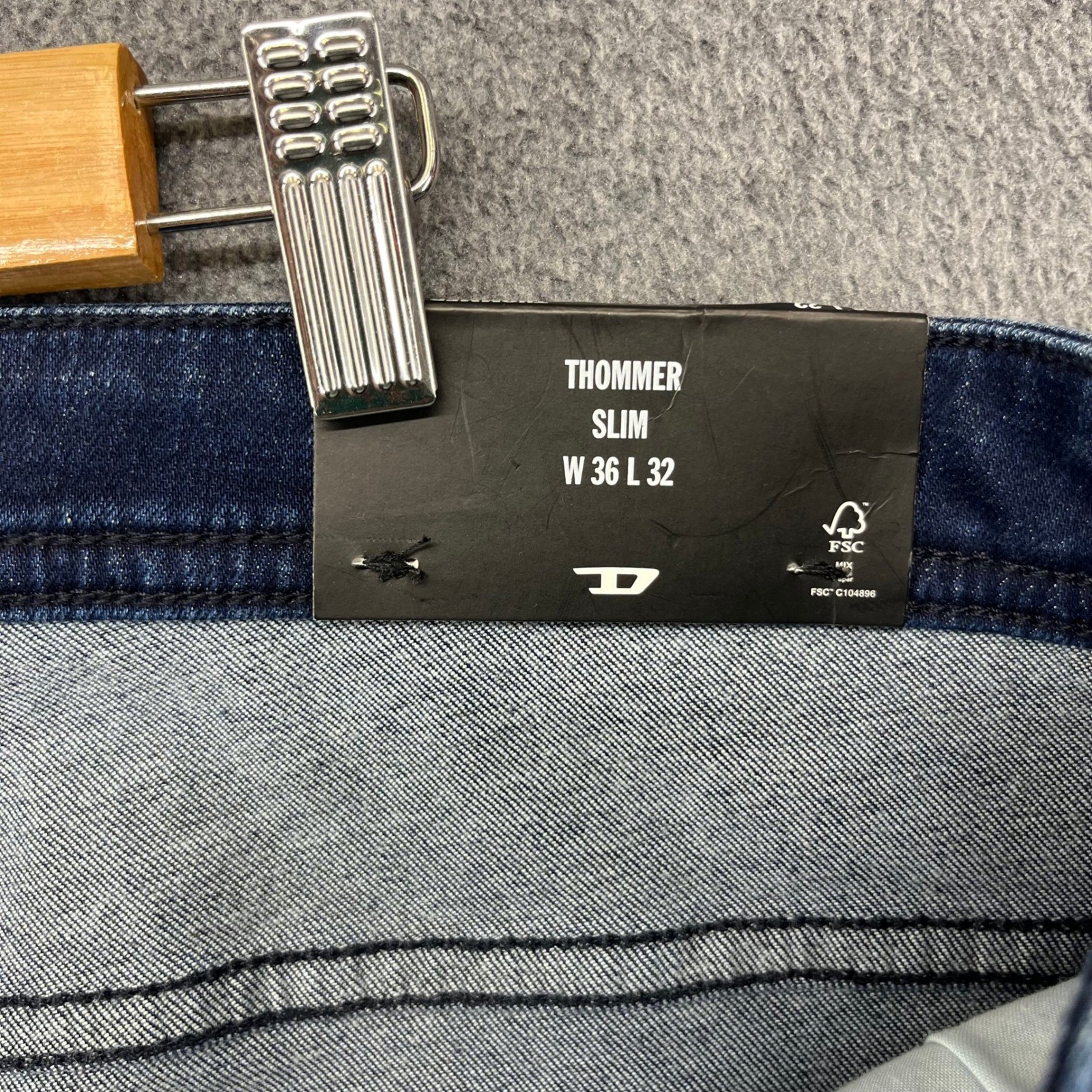Diesel Thommer-R Slim Jeans Mens 36×32 Dark Blue Wash Stretch Denim Trousers NEW