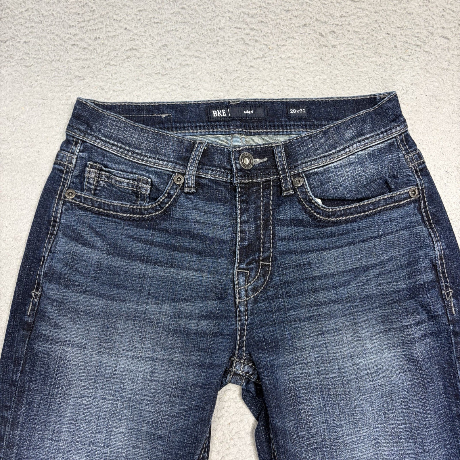 BKE Buckle Aiden Boot Leg Jeans Men 28 Blue Denim Dark Wash Pants Cotton 28×32