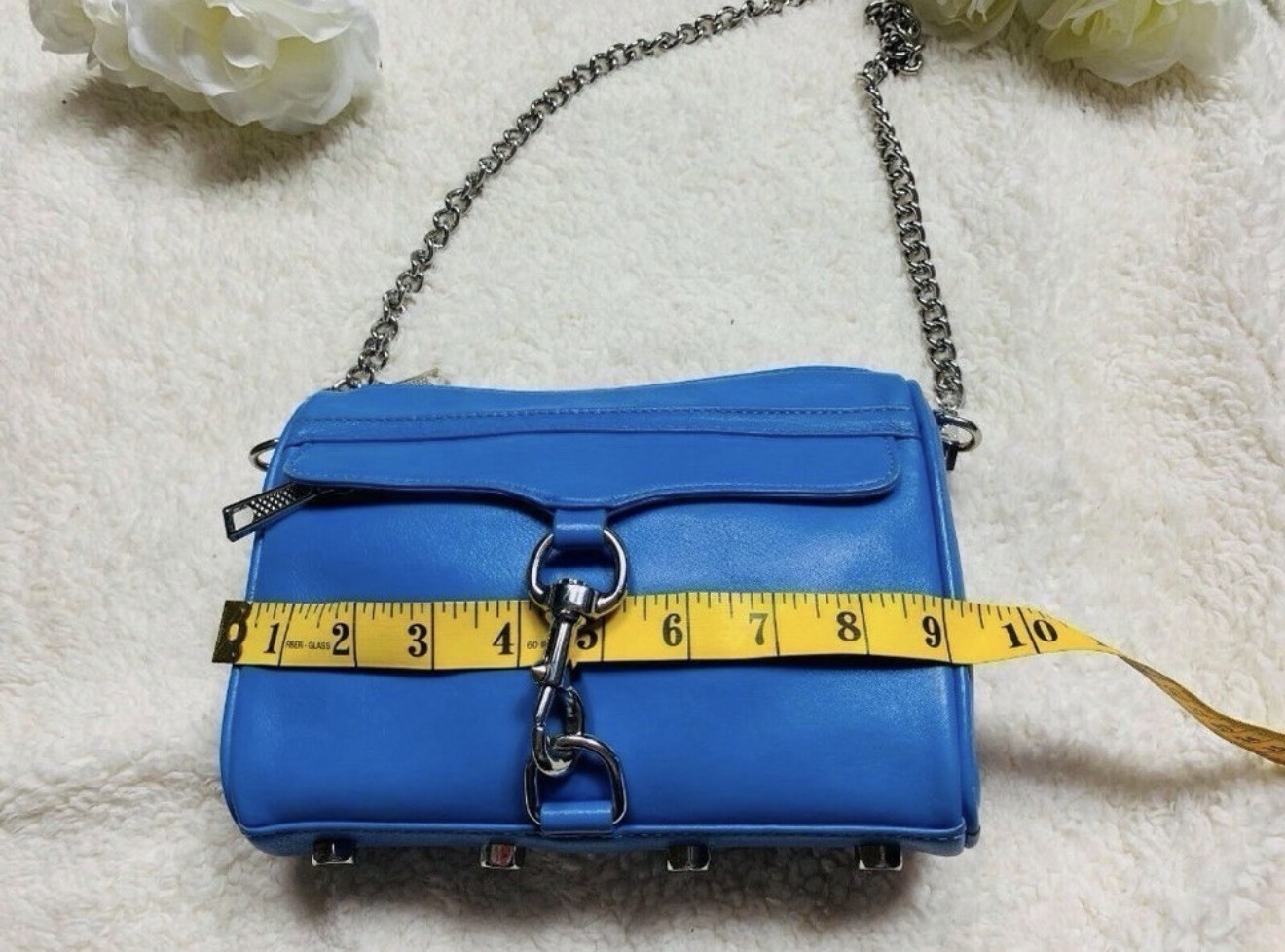 REBECCA MINKOFF MAC Blue Crossbody Chain Strap Silver Hardware with Dust Bag