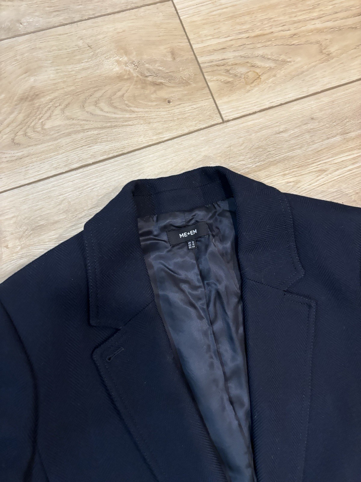 ME+EM Navy Blue Blazer Oversized Soft Structure Tailoring Jacket US 12 UK 16