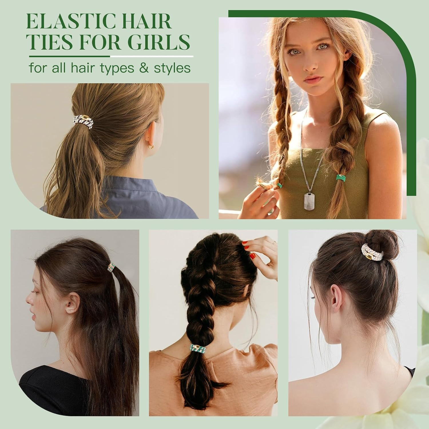 Hair Ties No Damage – 10PCS Ponytail Holders – 1 Count (Pack of 10) 13.Green