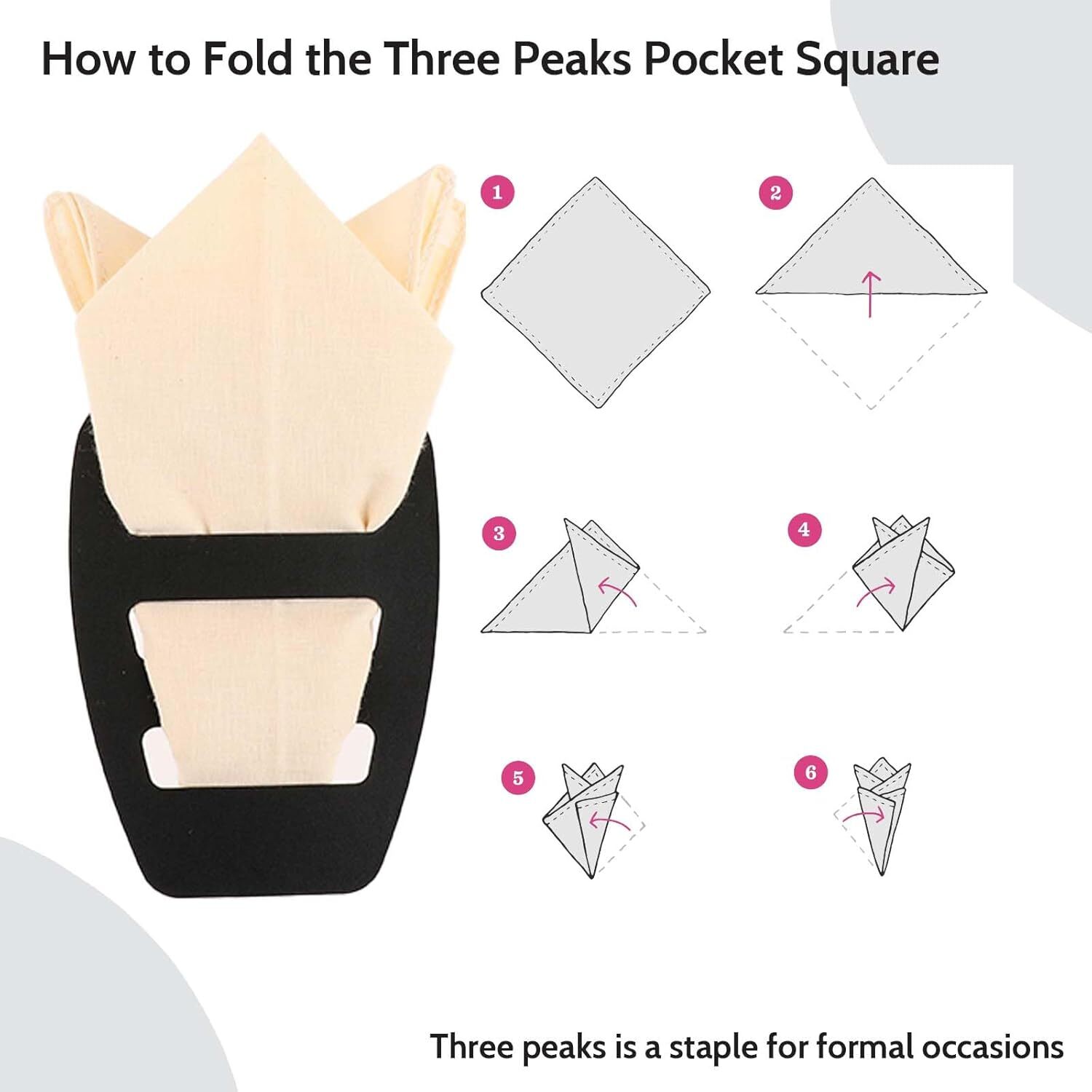 2 Pack Pocket Square Holder for Men, Prefolded Silk Scarf for Suits & Tuxedos