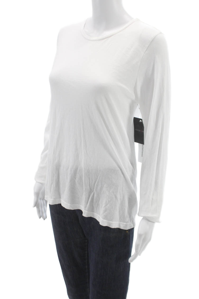 Perfect White Tee Womens Basic Cotton Long Sleeve Tee Size M