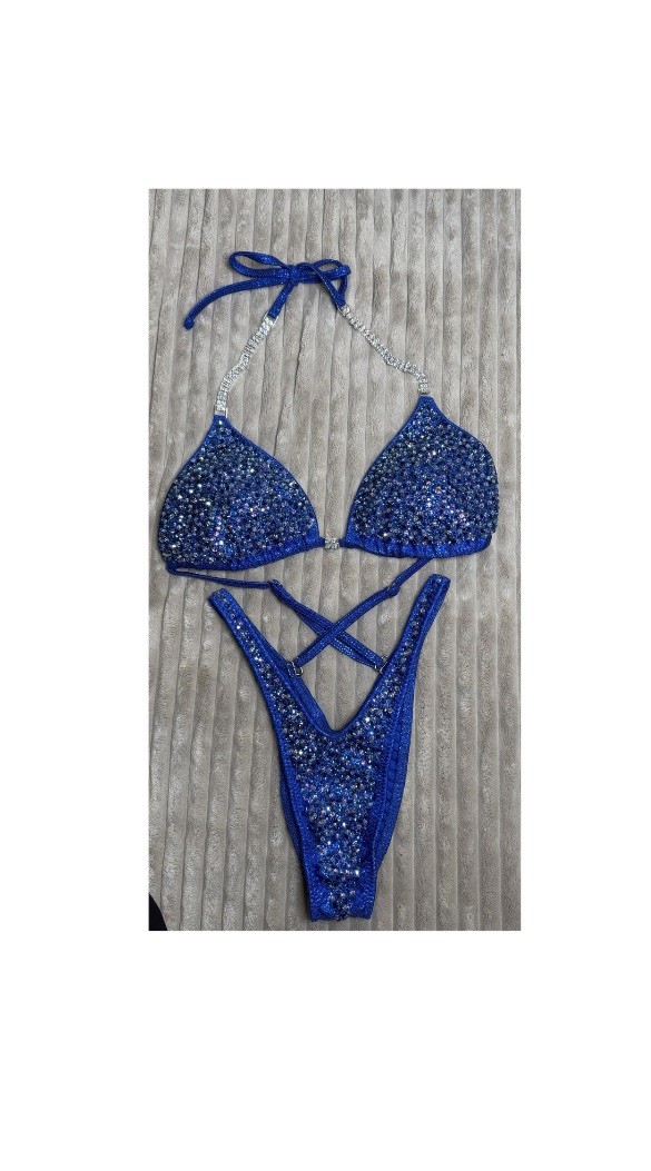 Toxic Bikini Women’s Blue/Lavender Rhinestone Bikini Set S A- C 2pc