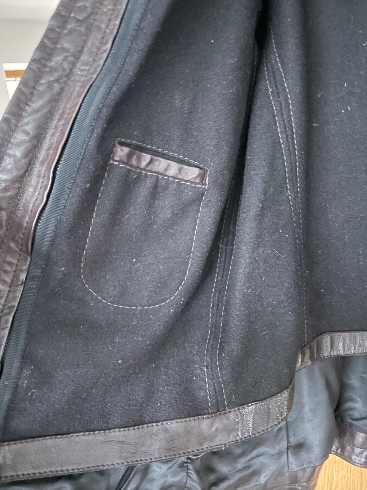 Vintage Brown Strellson Swiss Cross Leather Jacket Coat Size L Large Great Cond