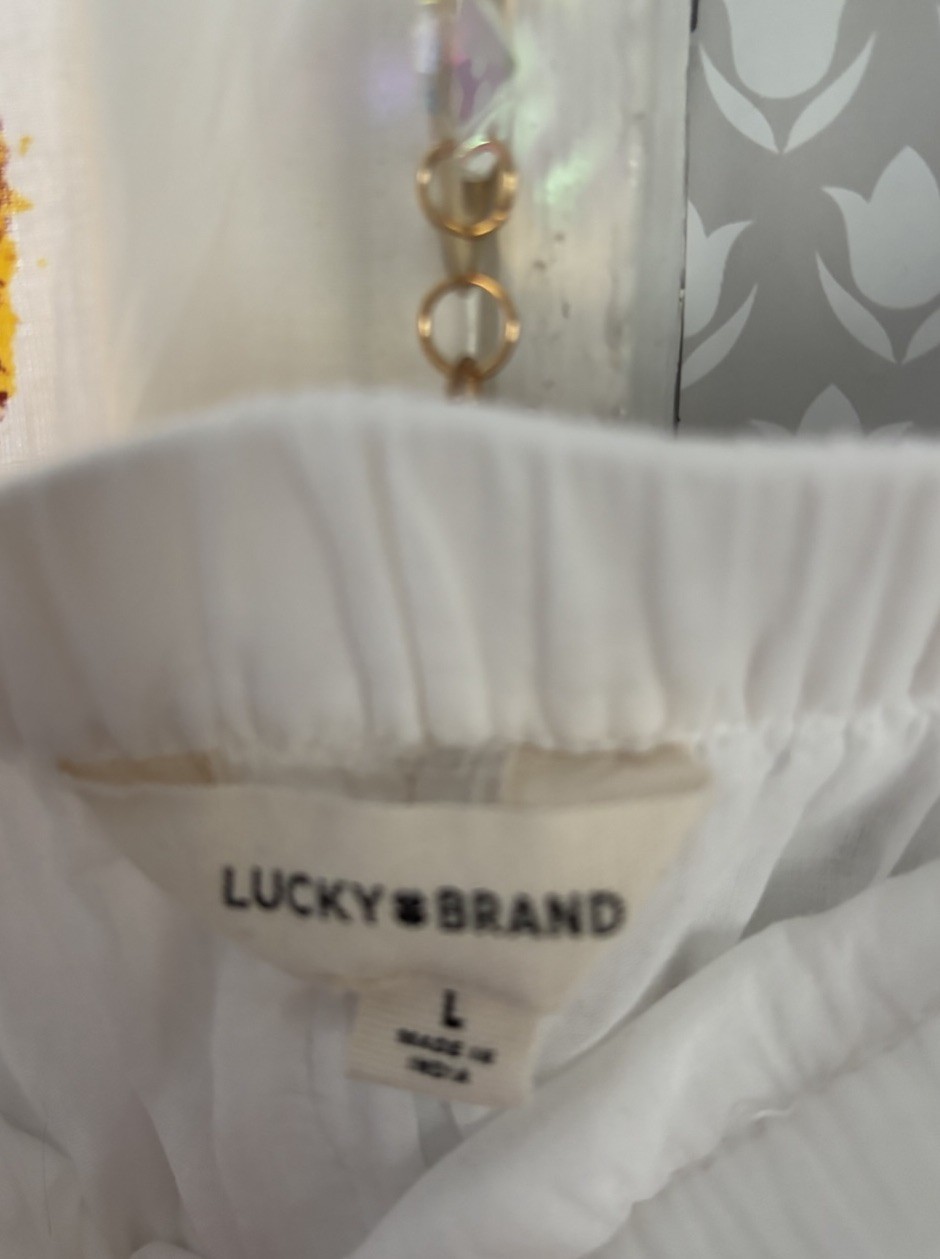 Lucky Brand White Cotton Bubble Hem Maxi Skirt Size Large