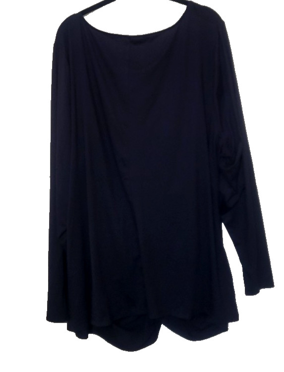 Lane Bryant NEW Sexy Ruched Stretch V Neck Long Sleeve Top Plus 30/32 5X Black