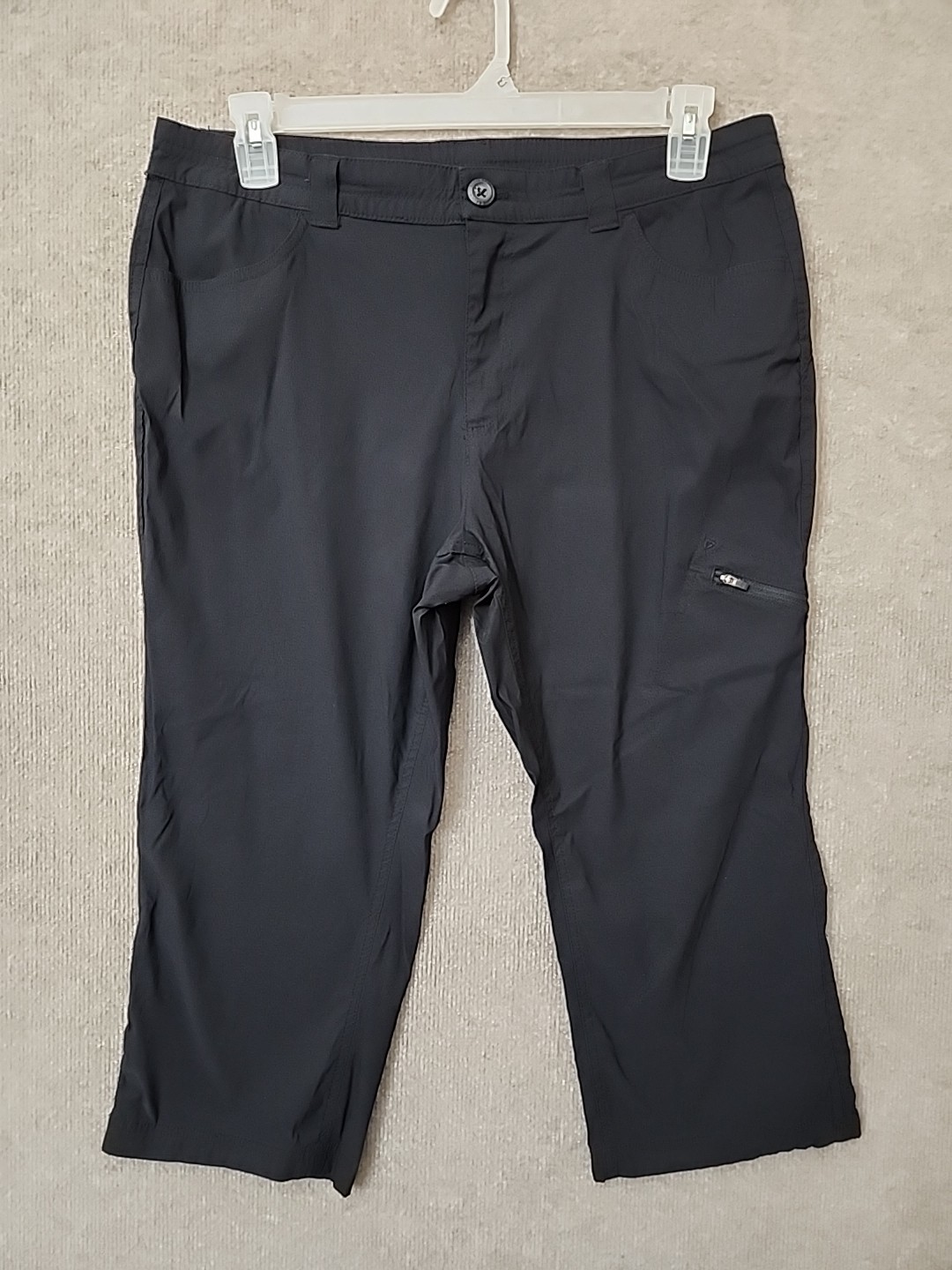 Eddie Bauer Rainier Capri Pants Womens 16 Black Nylon Stretch Hiking UPF 50+
