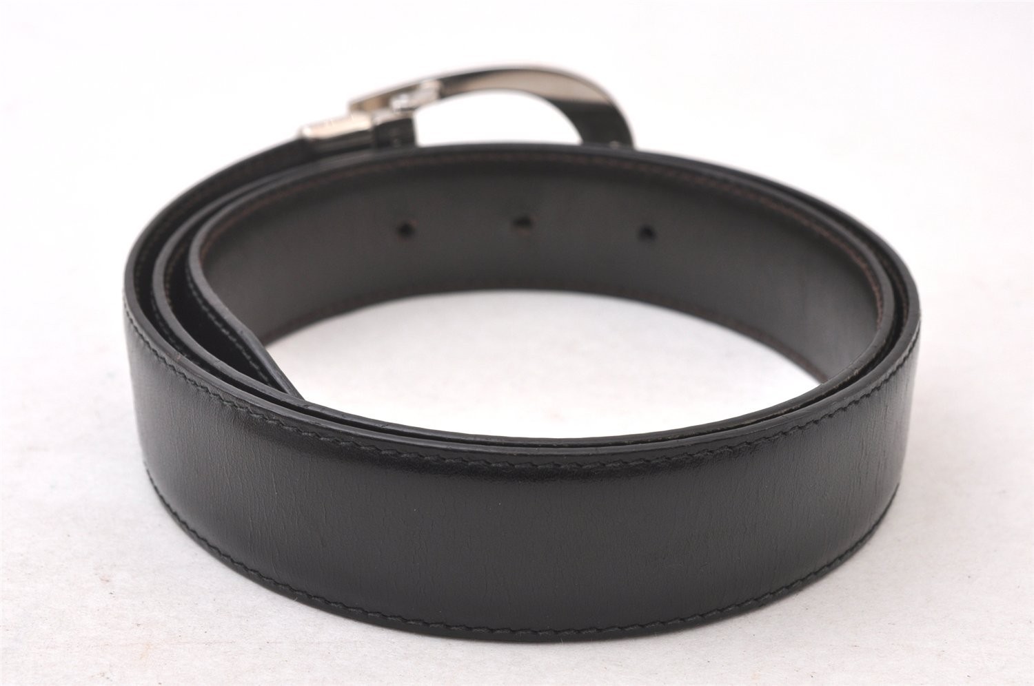 Authentic GUCCI Vintage Belt Leather Size 77-82cm 30.3-32.3″ Black 869AA