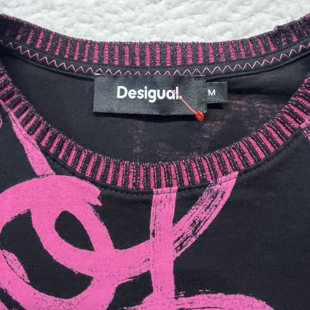 Desigual Shirt Womens M Contrasting Message Tee Wearable Art Graffiti Punk Rock