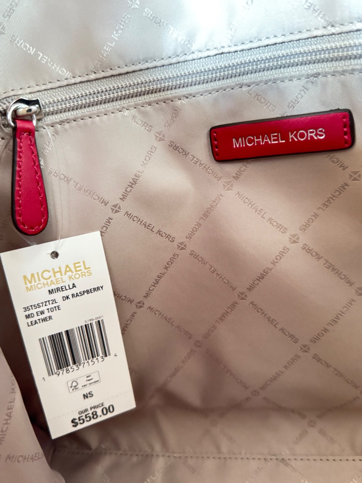 Michael Kors Mirella Medium East West Tote Satchel Shoulder Bag Dark Raspberry