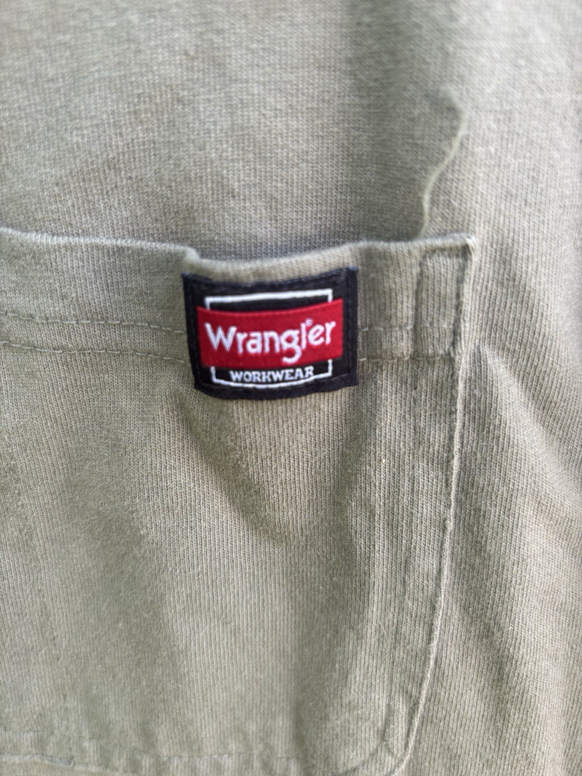 Wrangler Workwear Mens L Tan Heavyweight Long Sleeve Pocket Tee Shirt