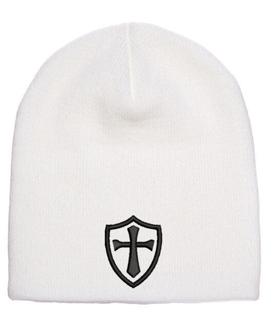 Crusader Cross Military Logo Embroidered Beanie with or without Cuff
