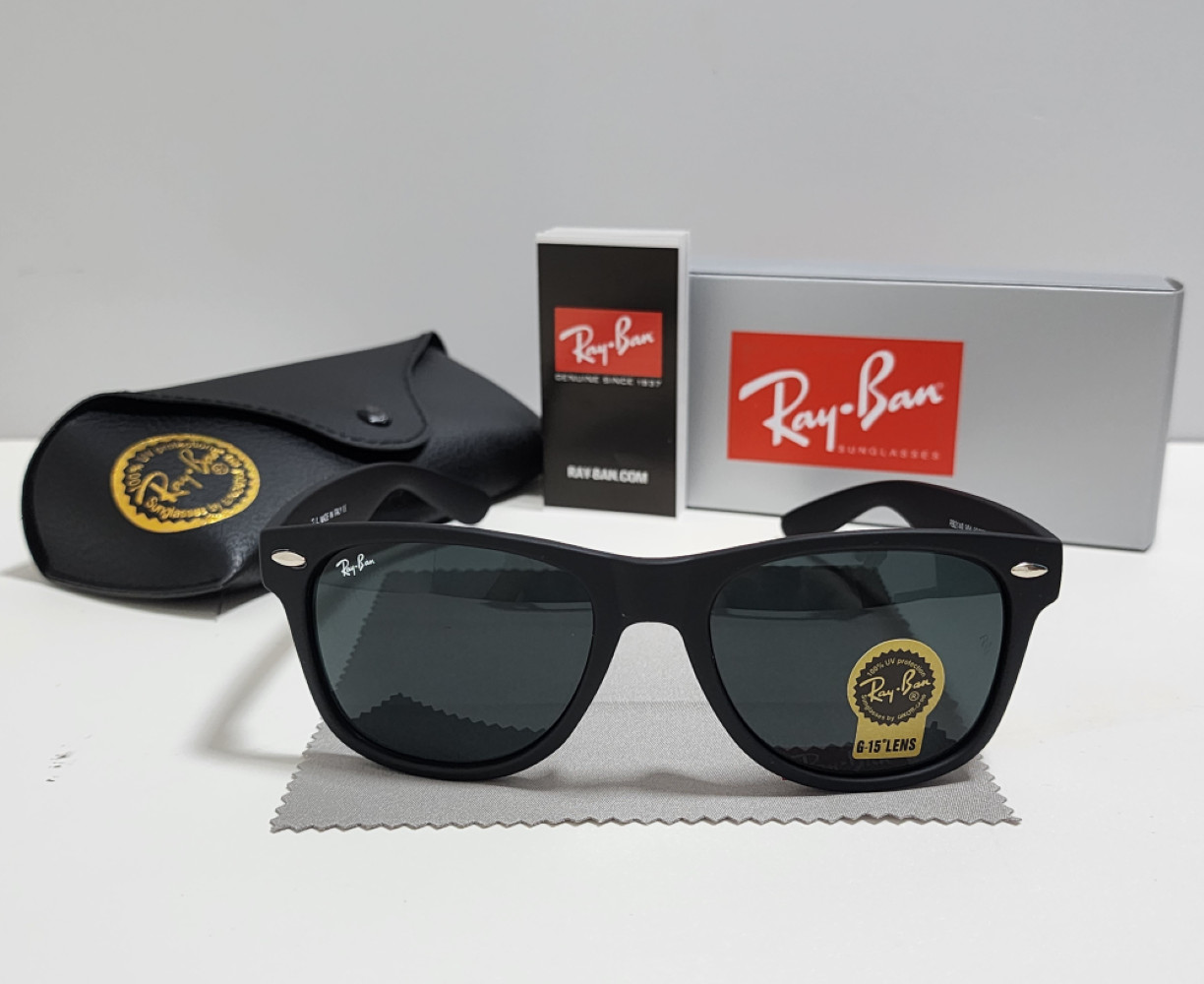 Ray-Ban RB2140 904 Wayfarer Sunglasses Black Frame Glass Gray Lens 50-22 /140 mm