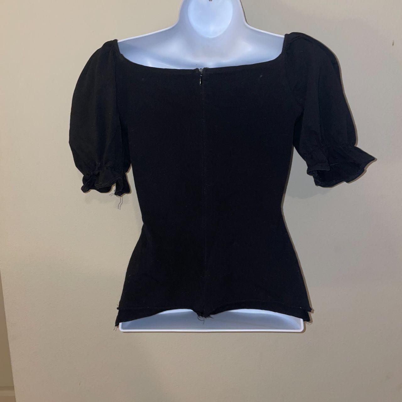 princess polly black puff-sleeve milkmaid blouse xs