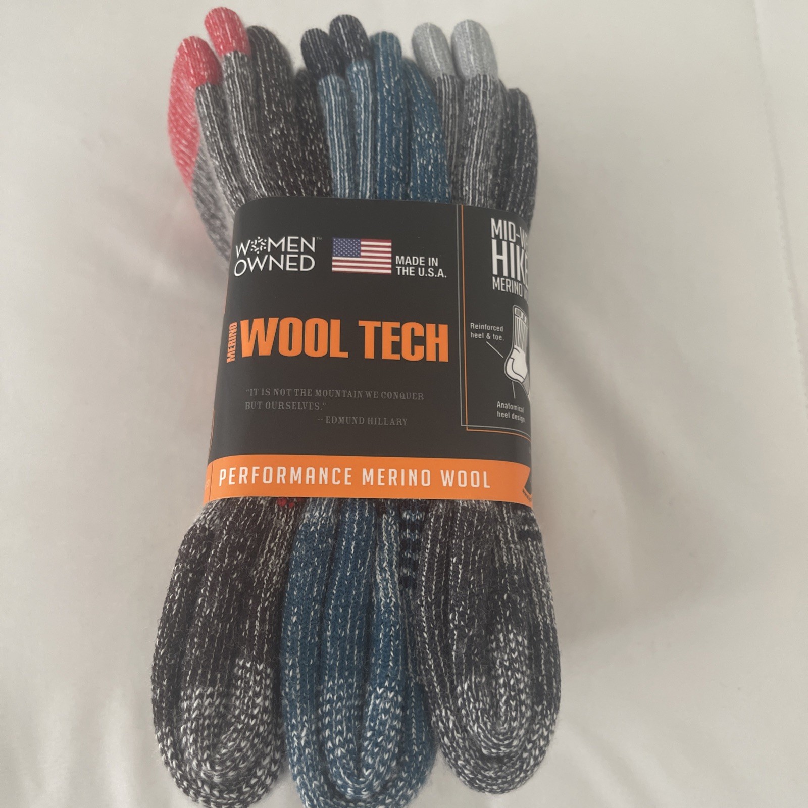 Omniwool 3-Pack Wool Tech Hiking Socks | Multicolor Size Large | New