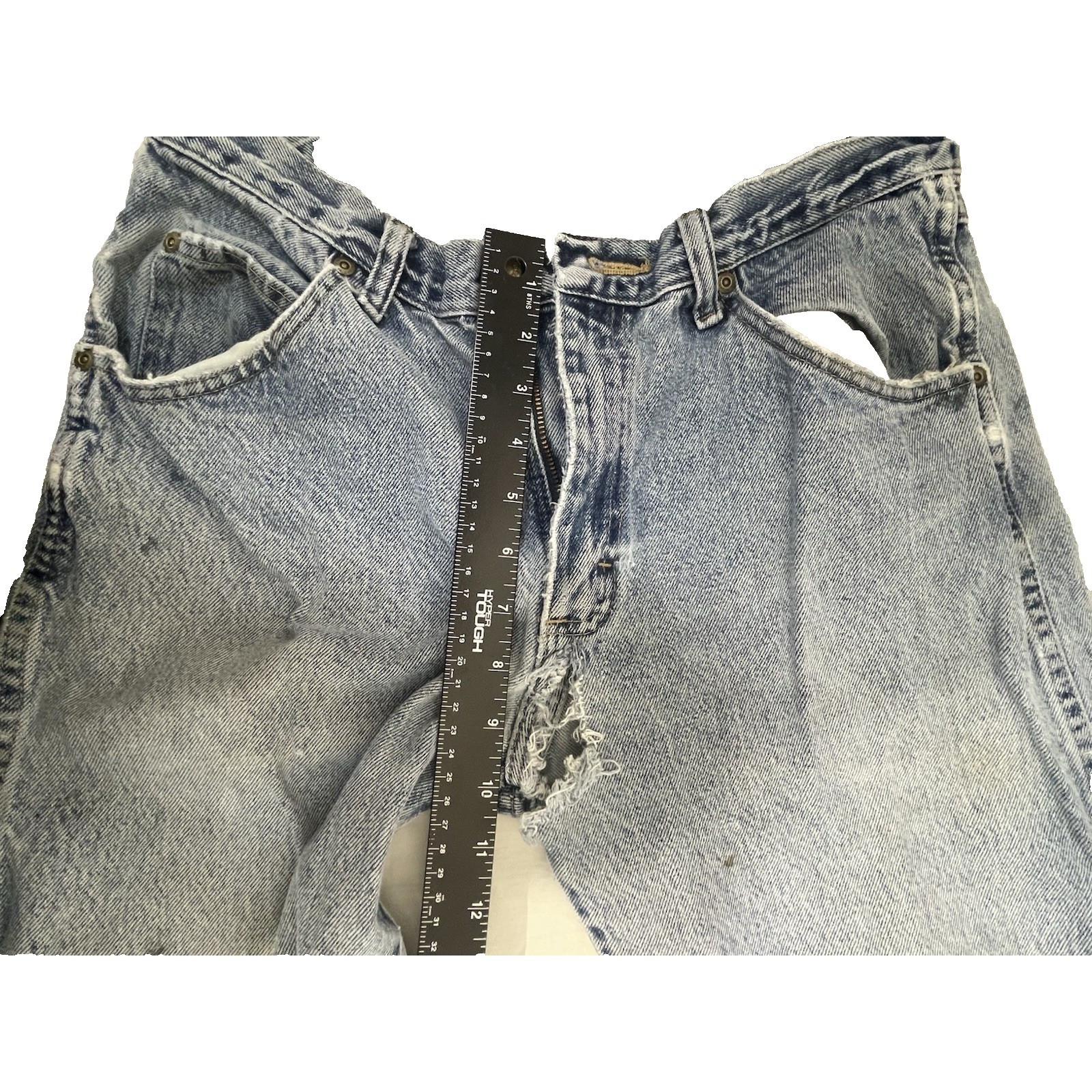Vtg Wrangler Jeans 32×32 Blue Wash Denim Thrashed Distressed Ripped Grunge Work