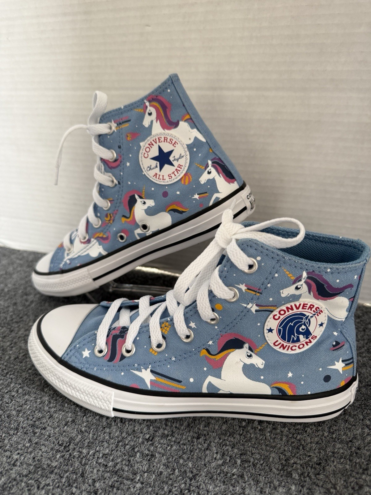 Converse Chuck Taylor All Star Hi Top Unicorn Kids Junior Size 2.5 Light Blue